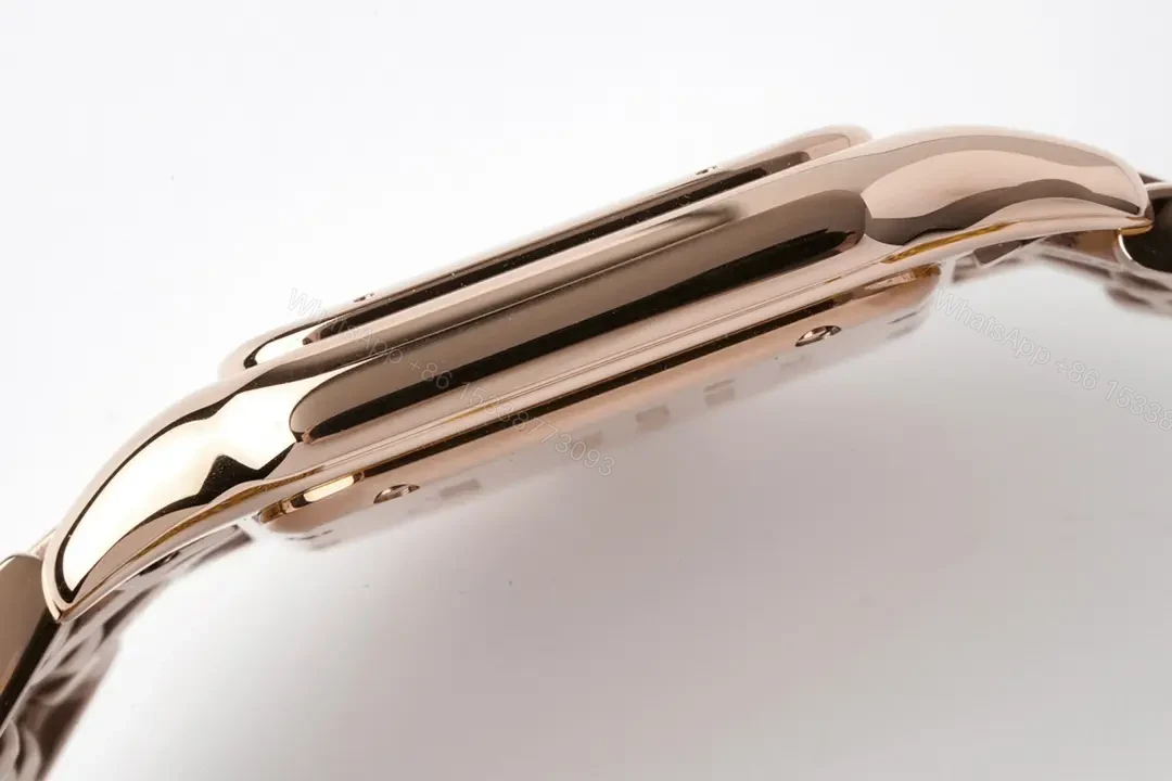 View 6 of GS Factory Cartier Panthère de Cartier Rose Gold Watch – 27x37mm, Silver Dial, Blue Hands, Steel Bracelet