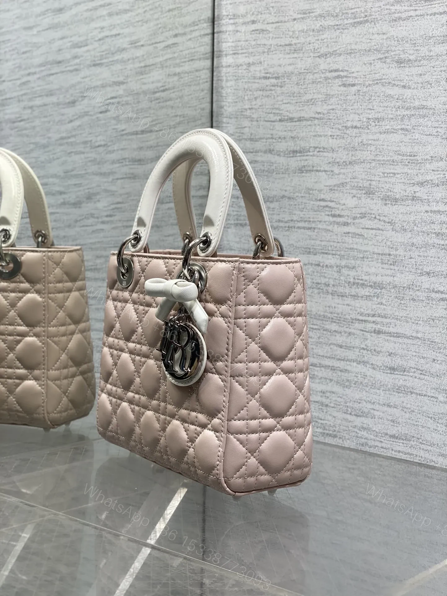 View 4 of Dior Small Lady Dior Bag in Two-Tone Soupir Pink