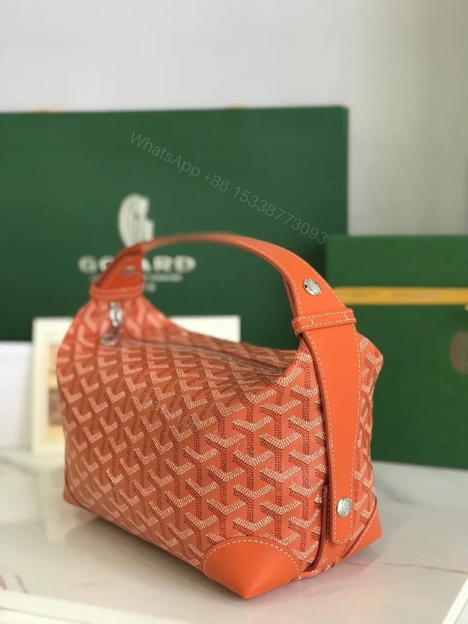 View 6 of Coral Crossbody: Monogram Textile, Leather Trim, Compact Style, Secure Zipper Bag