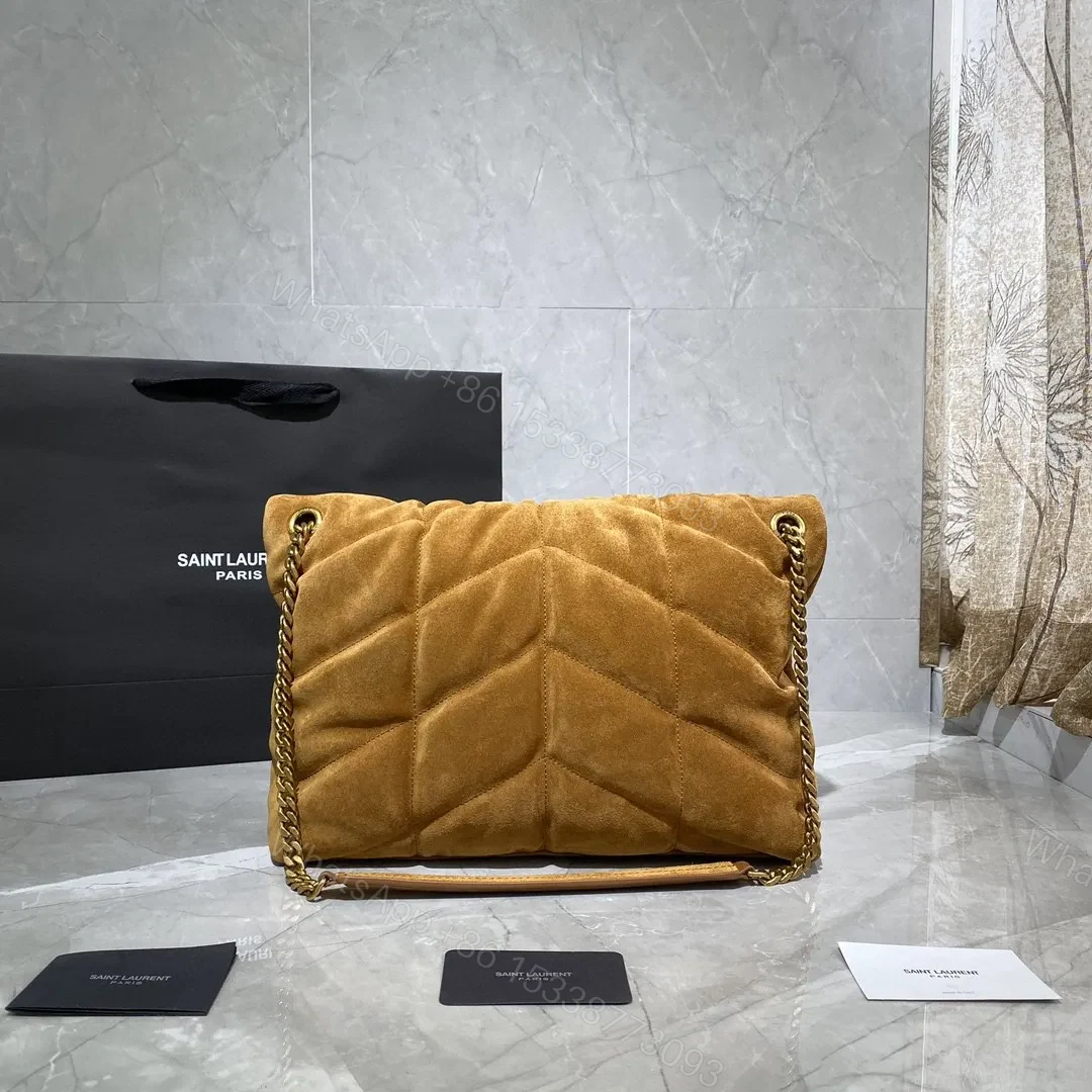 View 3 of SAINT LAURENT Puffer Toy quilted leather-trimmed suede shoulder bag
