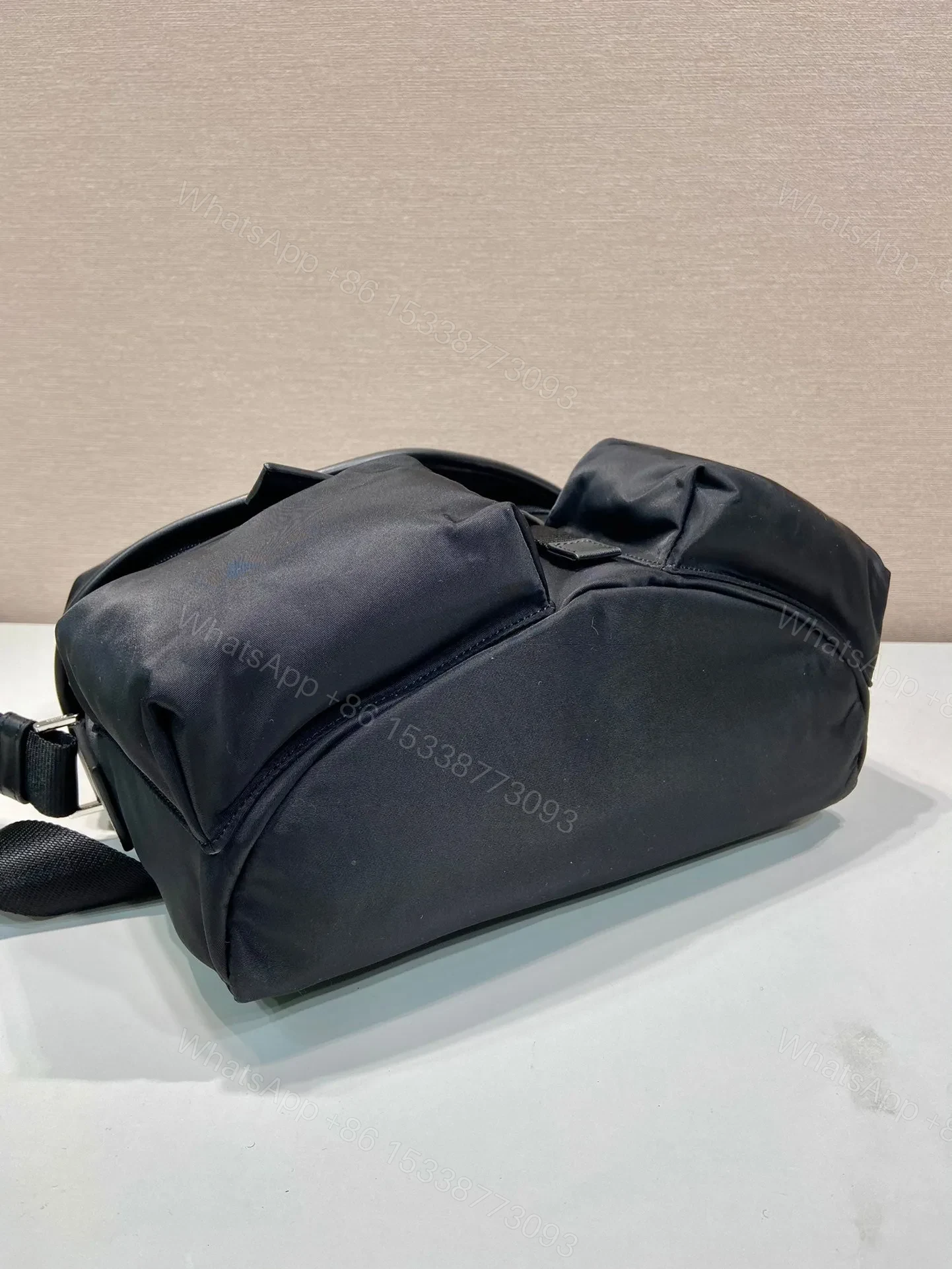 View 2 of CROSSBODY BAG 29 IN BLACK RE-NYLON AND CALFSKIN TRIM
