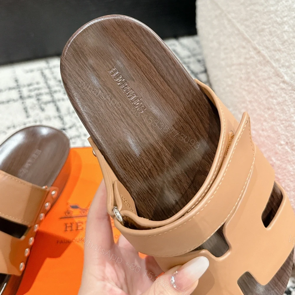 View 6 of 高仿Hermes*Kos系列H251012ZA3厚底木質拖鞋棕色4CM免檢版