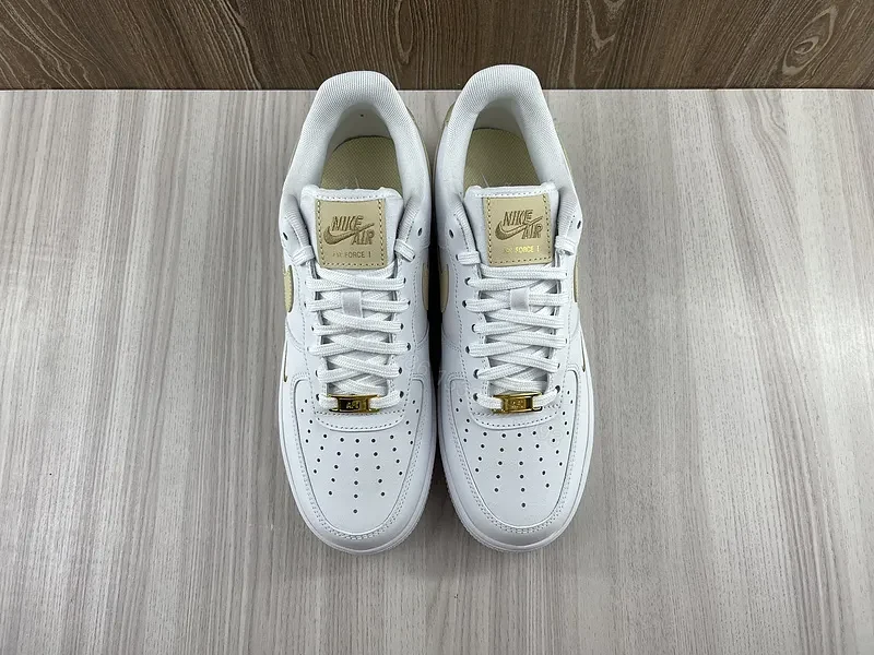 View 4 of White-White Gold Nike-Inspired Low-Top: Luxe Matte Leather Sneakers
