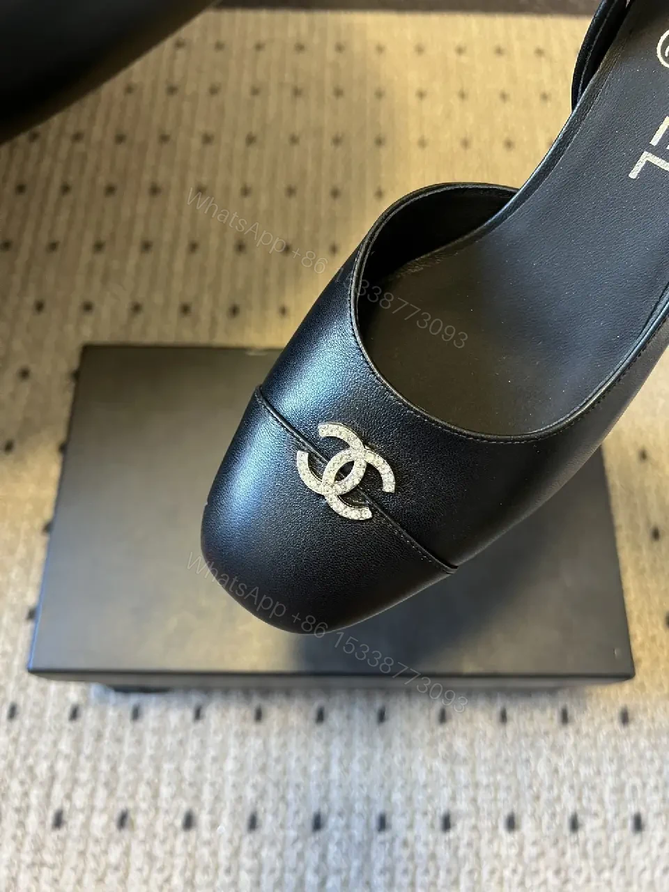 View 5 of Blue Leather Slingback Flats | Luxe Comfort, Icon Logo Detail