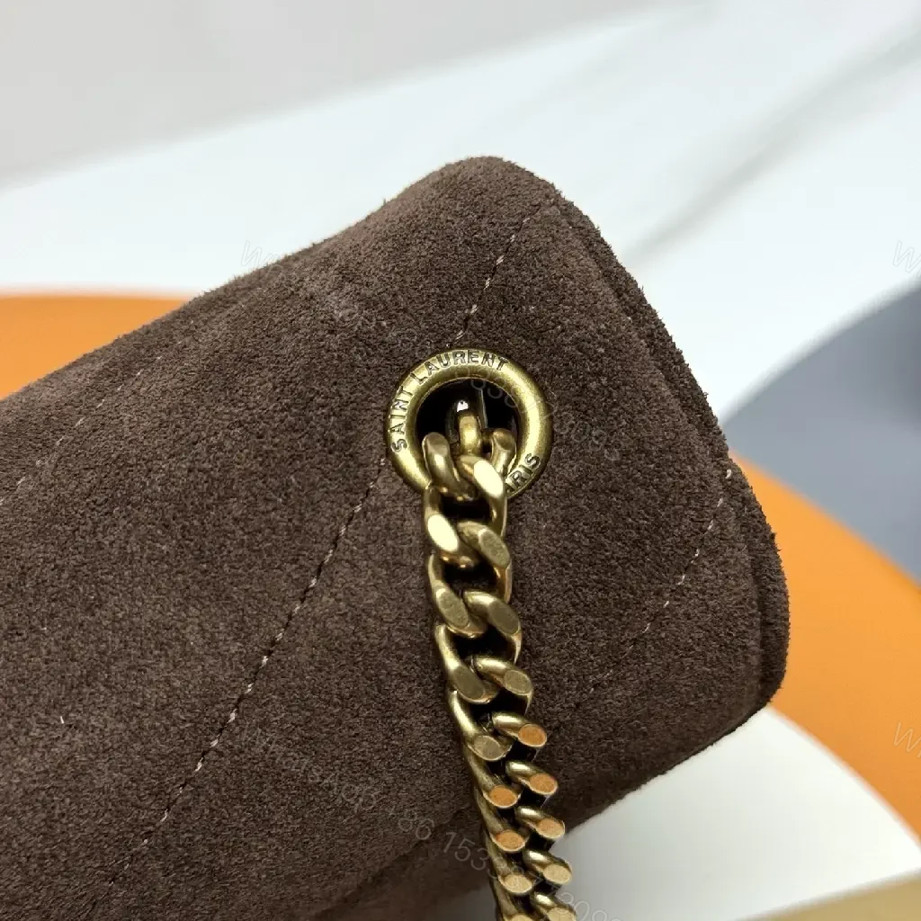 View 4 of Lux Velvet YSL-Inspired Shoulder Bag in Rich Brown
