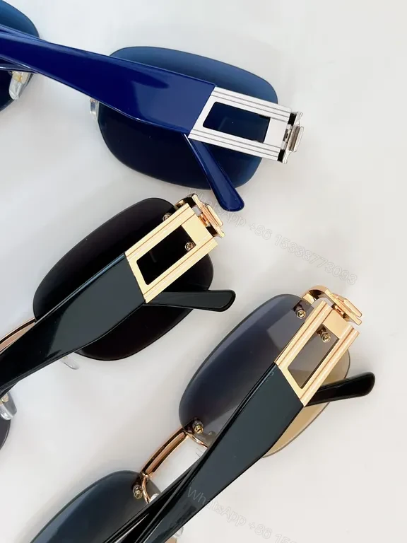 View 7 of Metallic Rose-Gold Rimless Sunglasses - Versace-Style Luxury