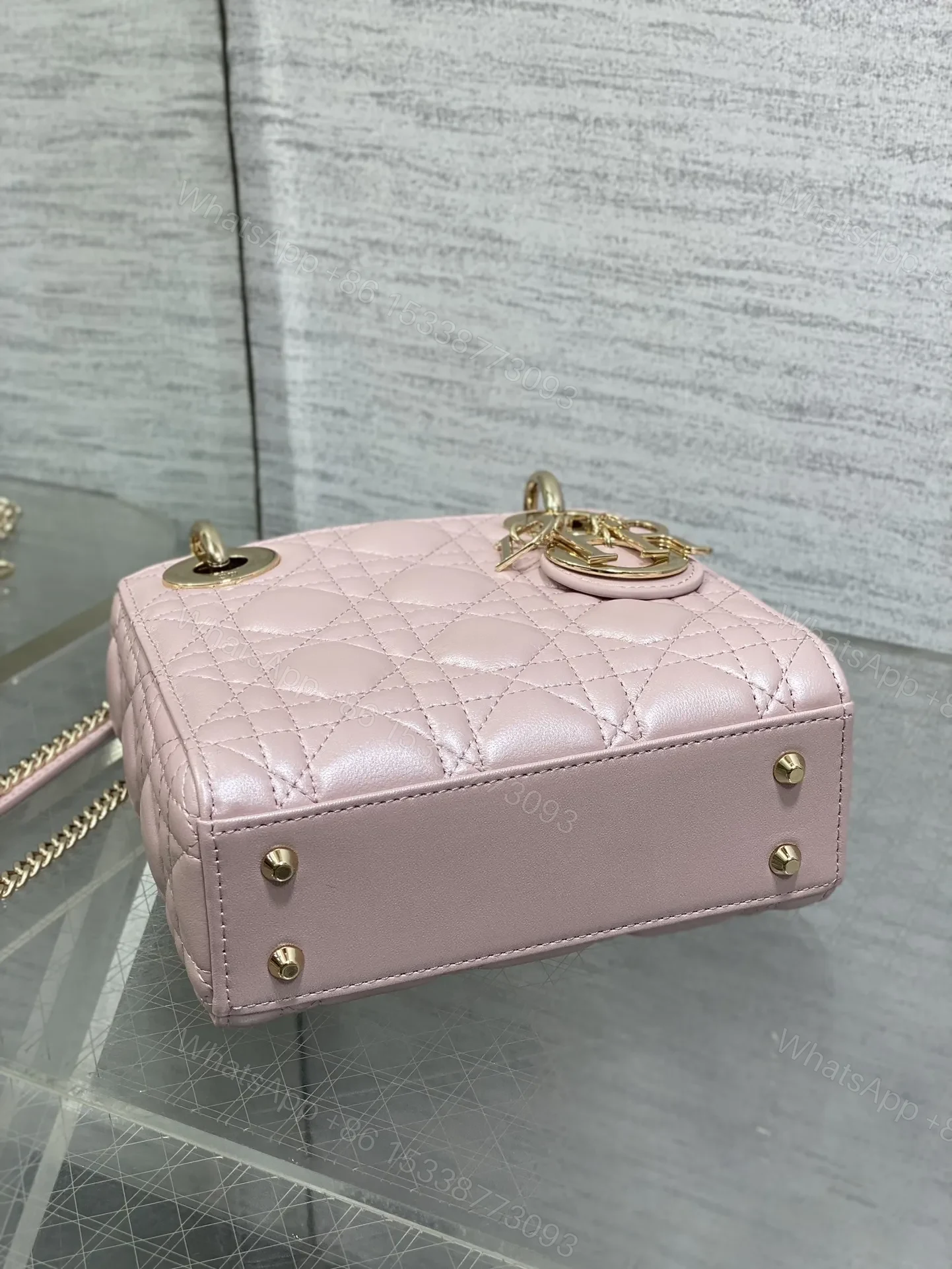 View 6 of DIOR LADY DIOR MINI PINK GOLD HARDWARE