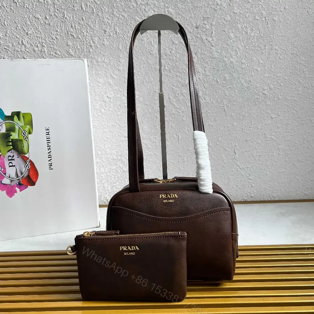 View 5 of Dark Brown Leather Dome Bag with Wallet—Prada Milano Style