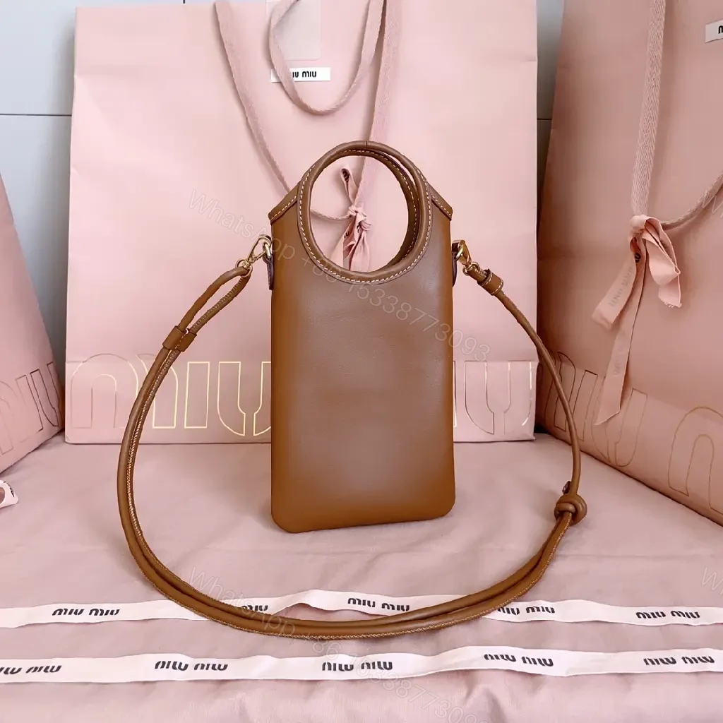 View 4 of Caramel Leather Crossbody: Compact Luxury, Textured Style