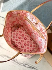 View 5 of LV NEVERFULL MM 31 IN CORAL MONOGRAM TILES CANVAS