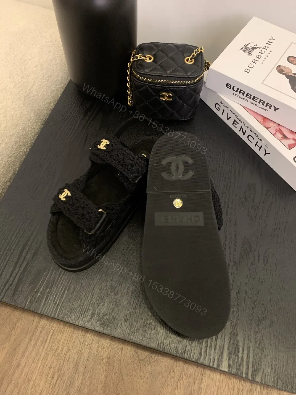 View 2 of Crochet-Detail Sandals with Gold Hardware, Luxury Comfort