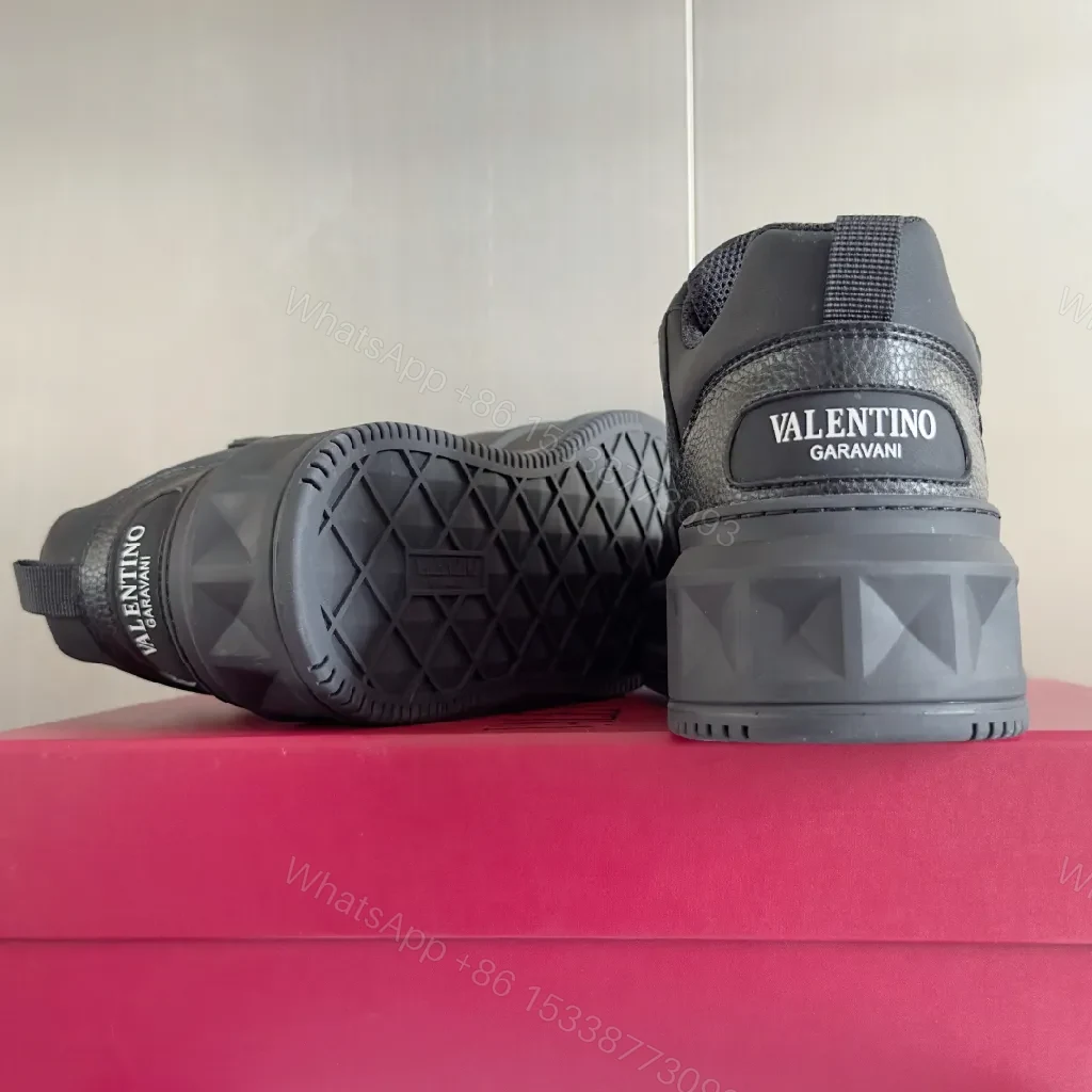 View 6 of All-Black Leather Sculpted Sneakers with Cushioned Comfort