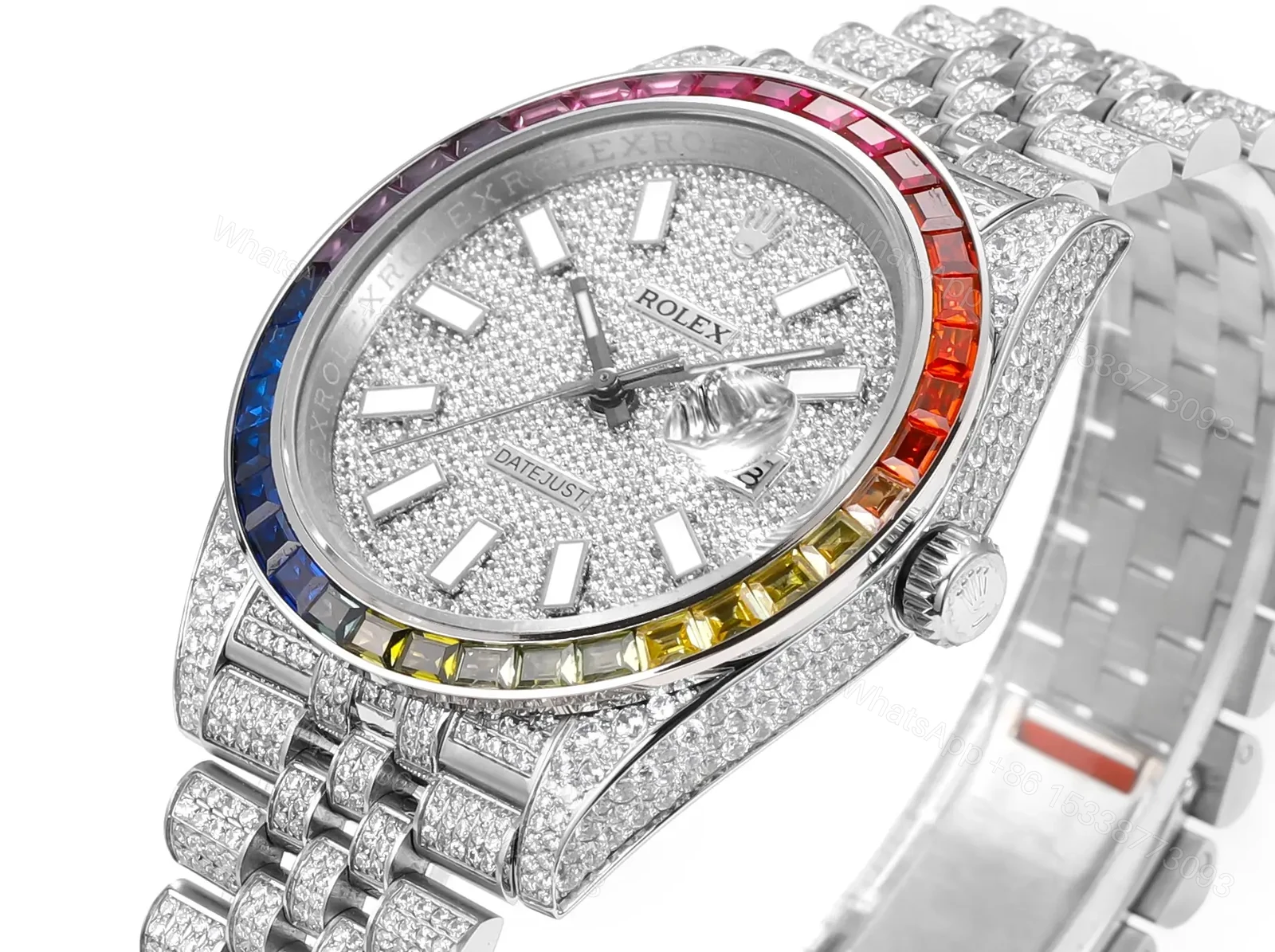 View 4 of Best Rolex Datejust Rainbow 41 replica 41MM Pavé Dial Silver Jubilee Bracelet Edition RG-DATEJUST41-RAINBOW-PAVE-SILVER-JUBILEE