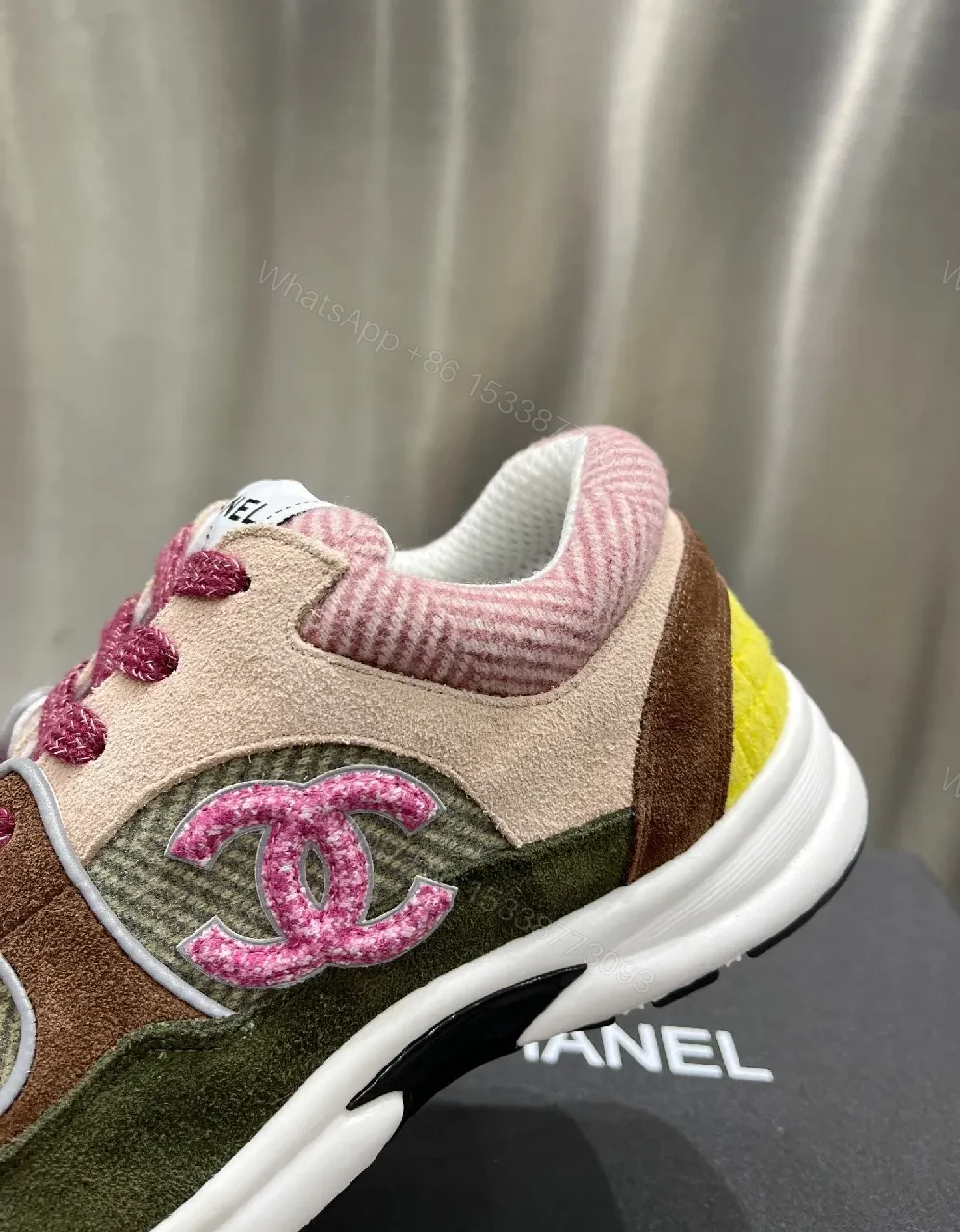 View 9 of Patterned Knit Runner: Suede-Mesh, Logo Luxe Sneakers