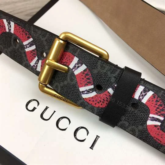 View 3 of GUCCI LEATHER BELT WITH KINGSNAKE – B41
