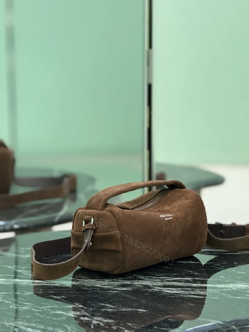 View 8 of Brown Suede-Texture Belt Bag — Minimal Hardware, Luxe Utility