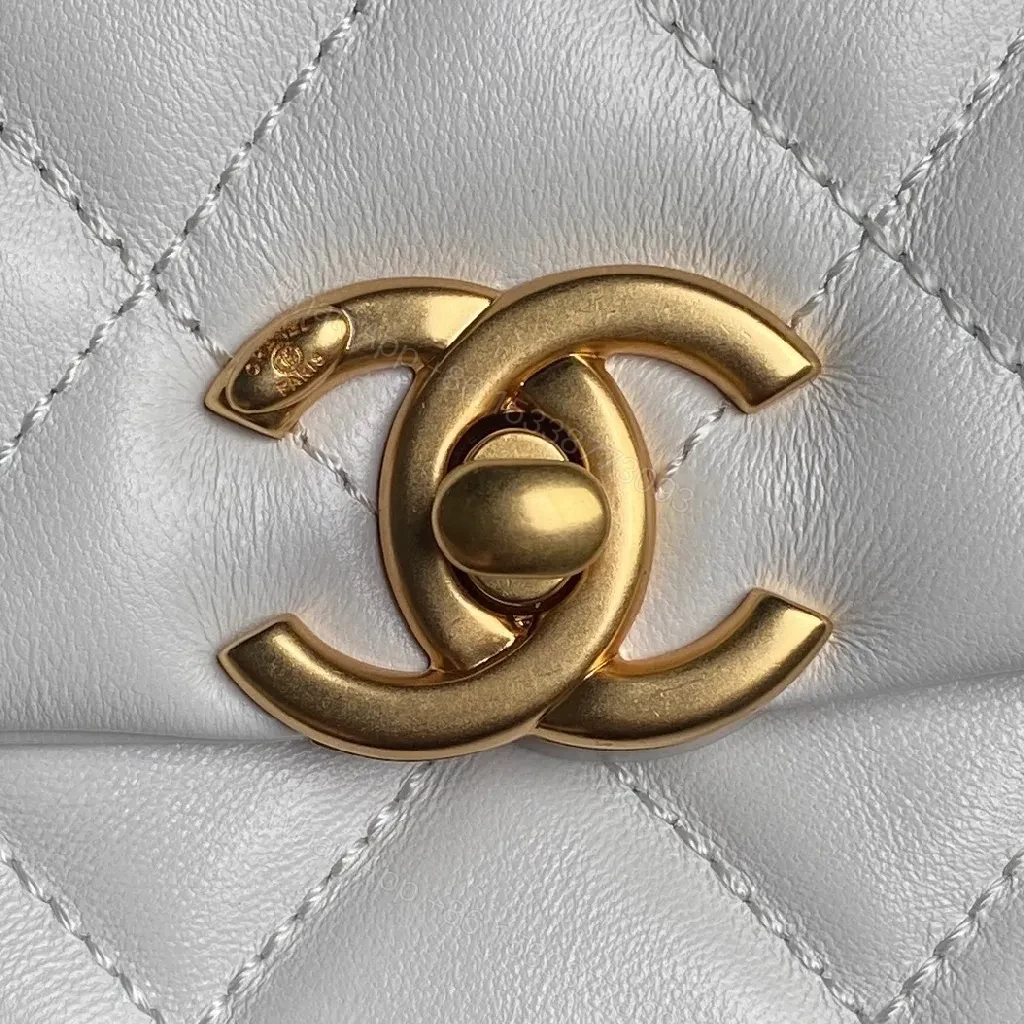 View 5 of White Quilted Mini Bag, Gold Chain, Everyday Luxury Bag