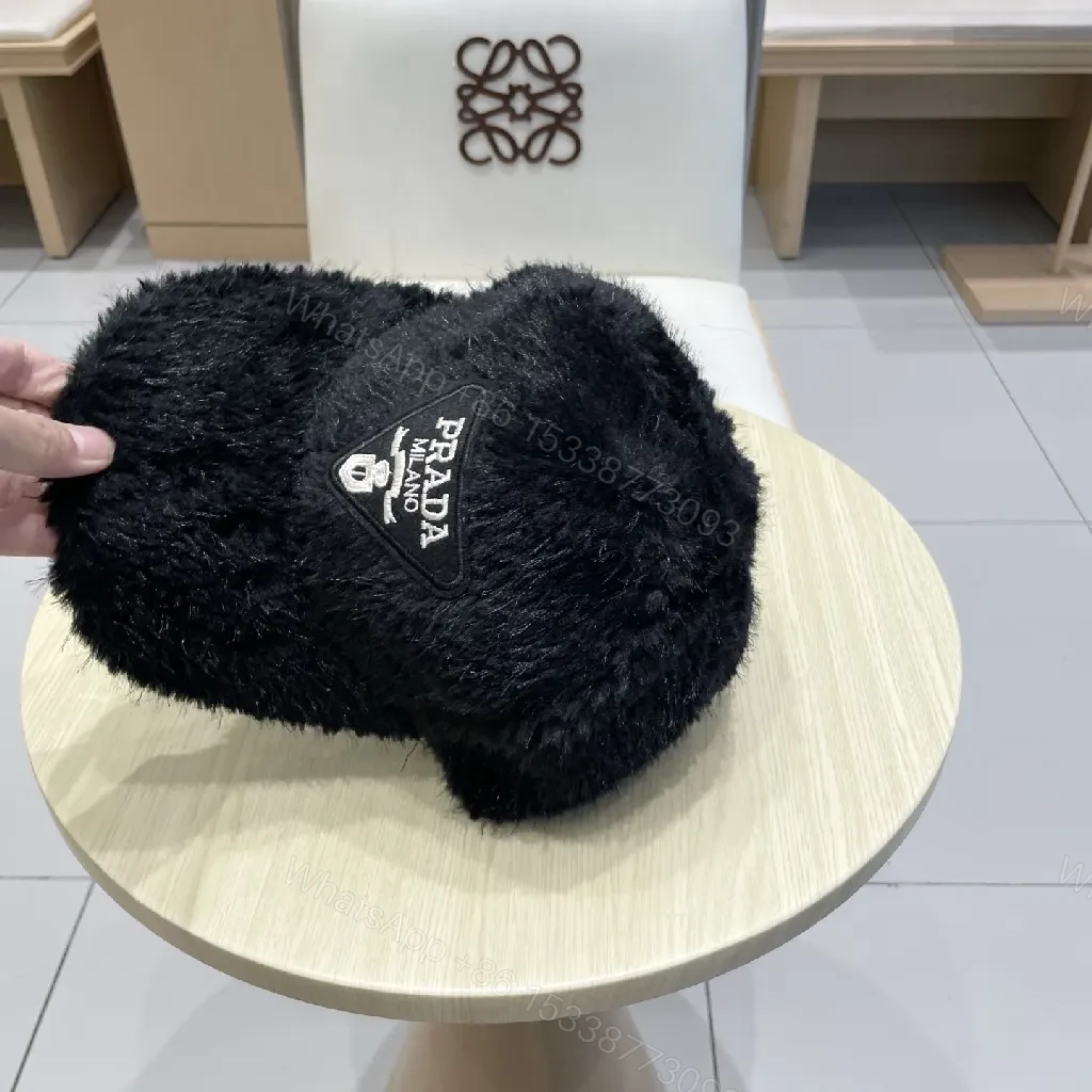 View 6 of Black Faux-Fur Visor Cap | Luxe, Structured Style, Warmth