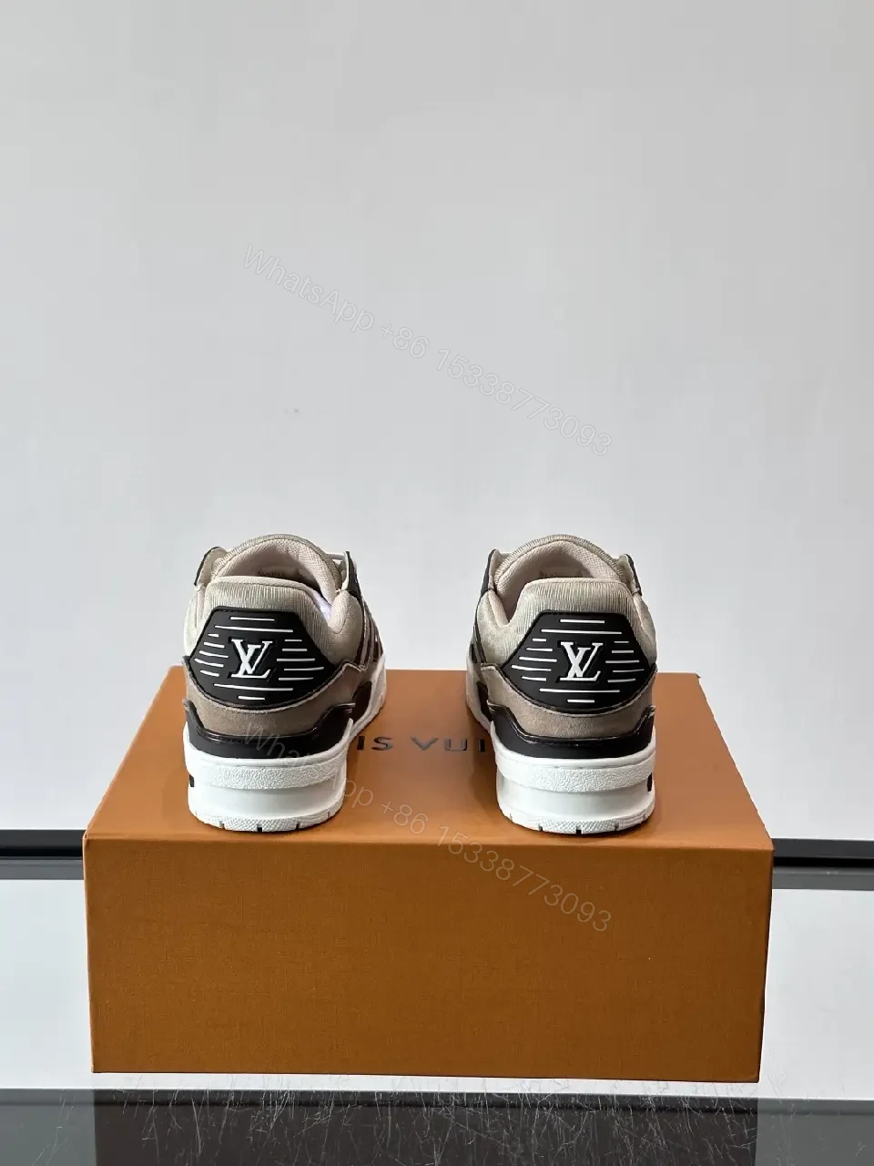View 5 of Beige Suede Fabric Style Trainer Louis Vuitton Inspired Sneakers