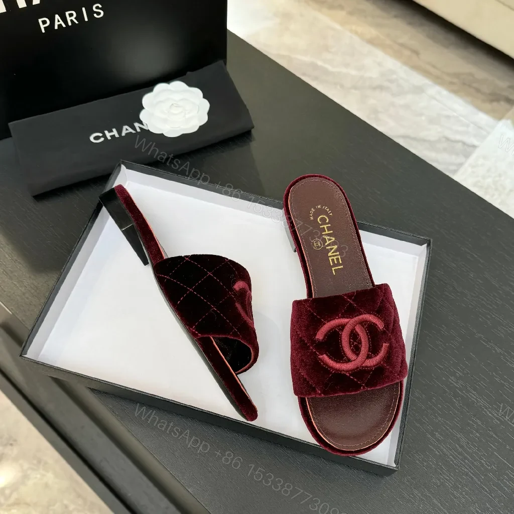 View 6 of Velvet Luxe Slides with Subtle Logo – Rich Comfort Glide