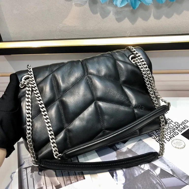 View 5 of Quilted Leather Bag: Signature Hardware, Black, Chic