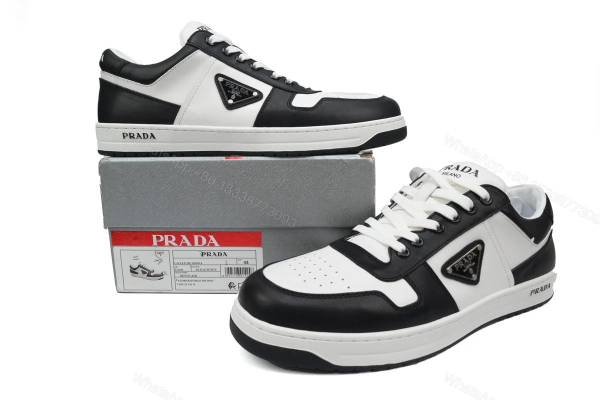 View 2 of Prada Downtown Low Sneakers Black and White