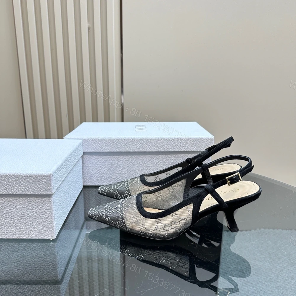 高仿Dior*Capture系列KCV304網鑽細高踭鞋6.5CM黑色免檢版 — view 1
