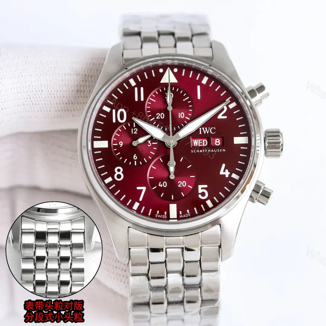 IWC Pilot Chronograph N9 Rose Dial Stainless Steel Bracelet 43mm IW3777-ROSE — view 1
