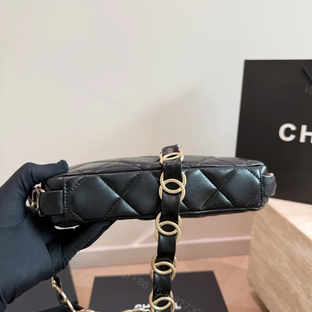 View 5 of Chanel Hobo Handbag Gold Tone Hardware Black 24Cm