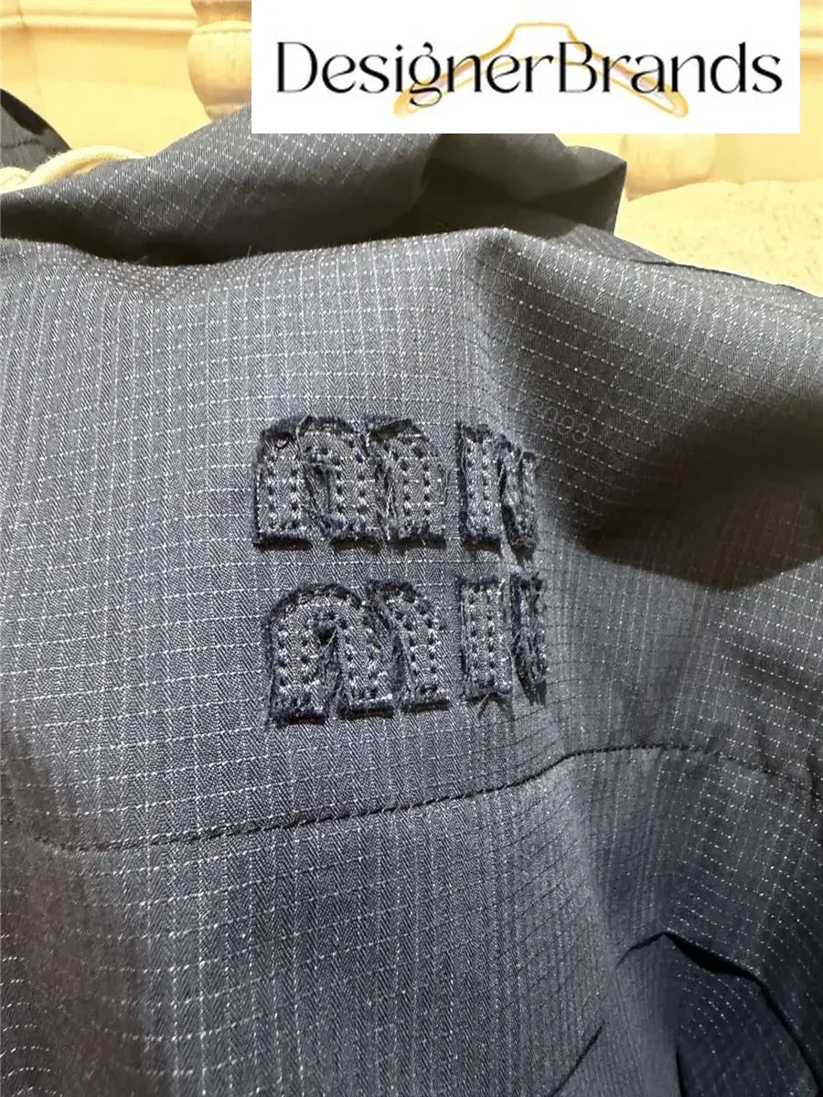 View 7 of Miu Miu Dark Blue Drawstring Hooded Parka