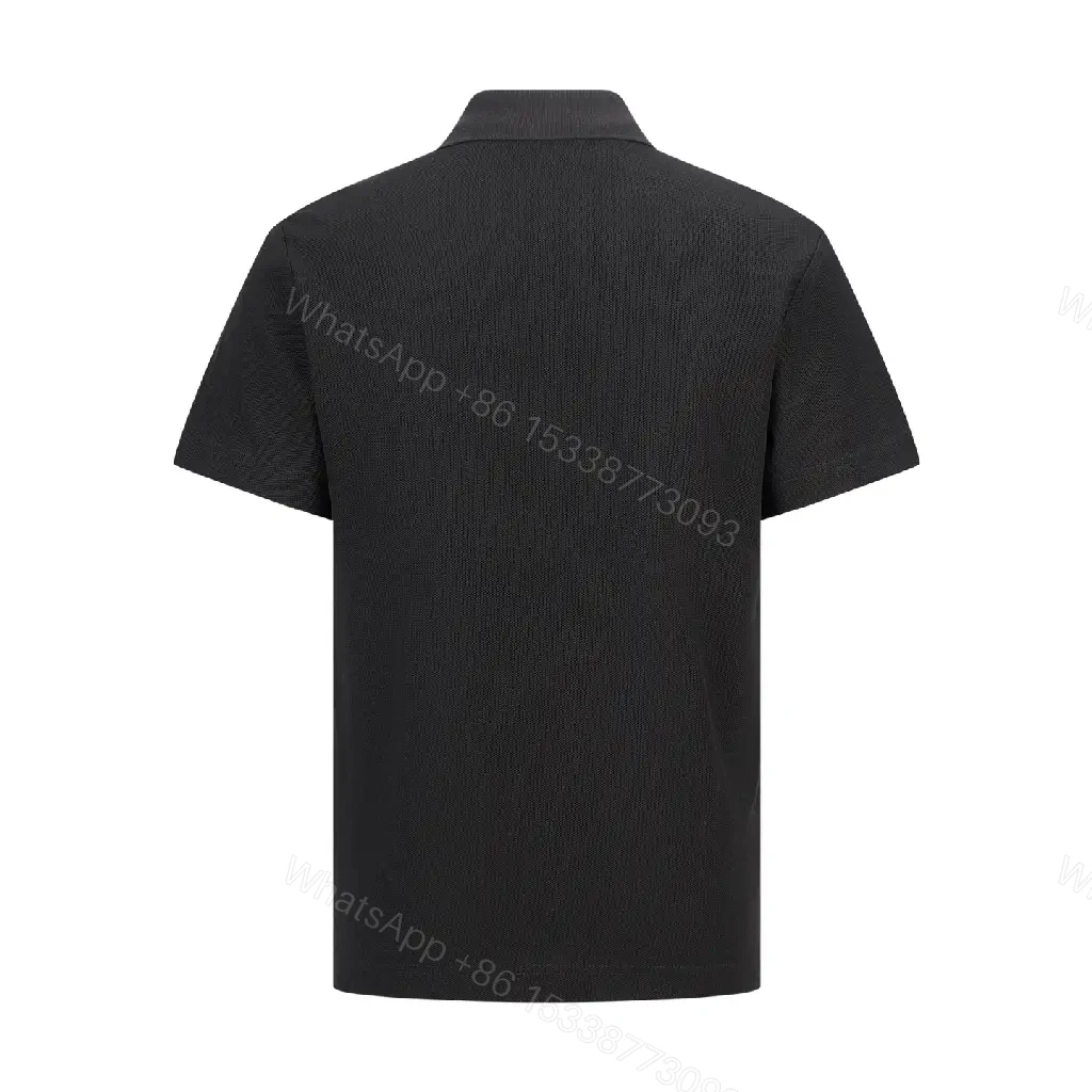 View 10 of Black Cotton Polo with Burberry Logo Embellishment Shirt