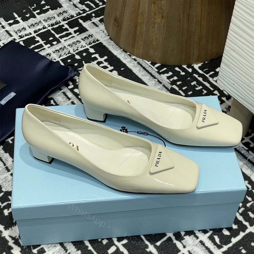 View 2 of 高仿Prada*1l628B方頭粗跟單鞋3.5CM白色免檢版