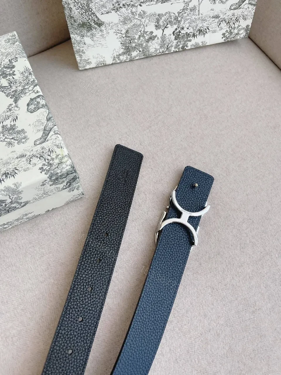 View 6 of Chic Black Leather Belt with Signature Buckle - Minimalist Luxury Belt