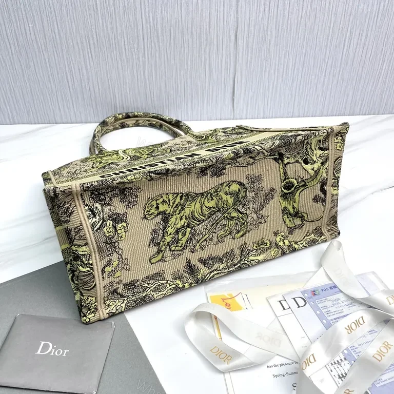 View 8 of Structured Canvas Satchel: Bold Tapestry with Dior Branding
