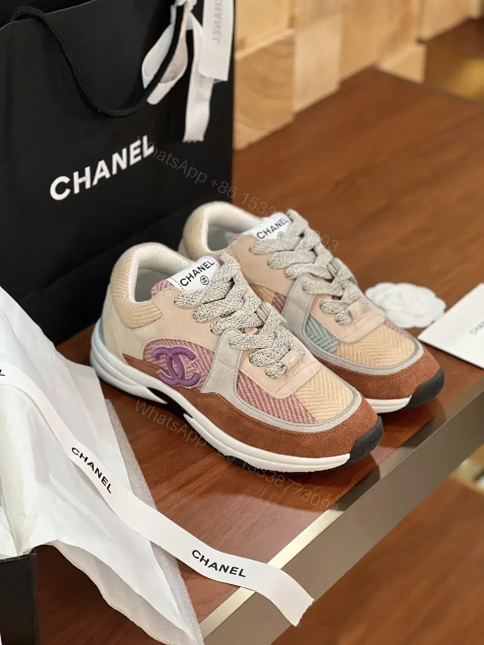 View 6 of Colorful Suede Mesh Platform Sneakers with Luxe Details
