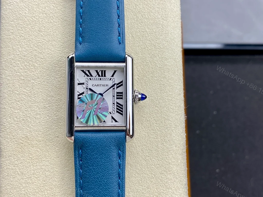 Cartier Tank Must Mini Quartz Watch 22MM Light Blue Dial Leather Strap Premium Edition CAR-TANK-MUST-MINI-LBL-22 — view 1
