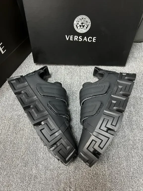 View 3 of Versace Black Calf Leather High-Tops with Dual Velcro Straps