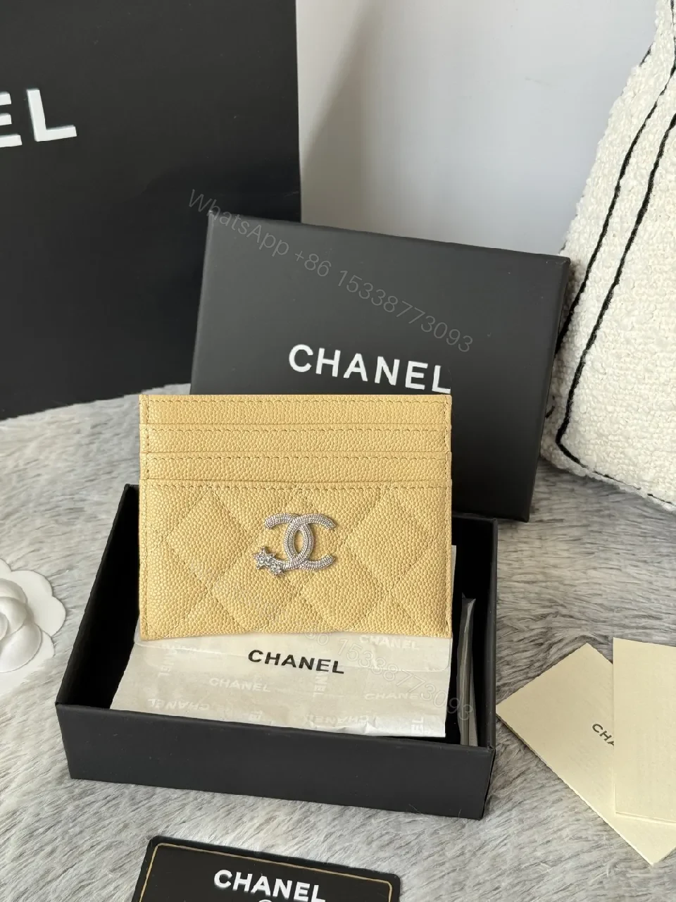 View 2 of Warm Yellow Quilted Wallet with Gold Accent – Compact Luxury
