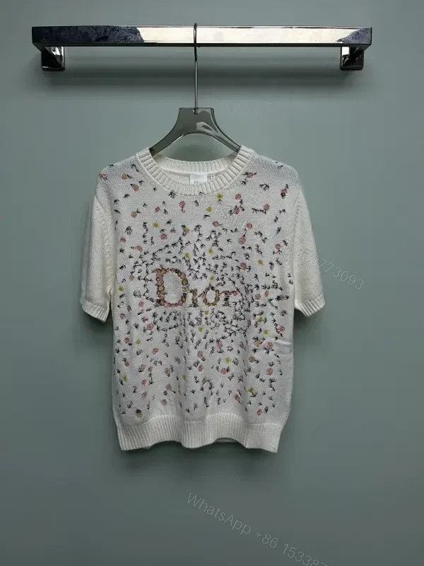 Luxe Knit Top: Embroidered Logo with Floral Sparkle — view 1