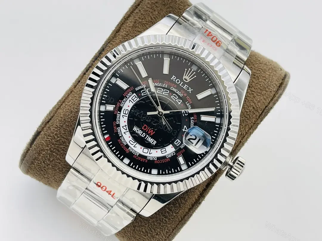 View 3 of Fake Rolex Sky Dweller 326934 Best DiW Black Dial Oyster Bracelet 42MM 326934-0006