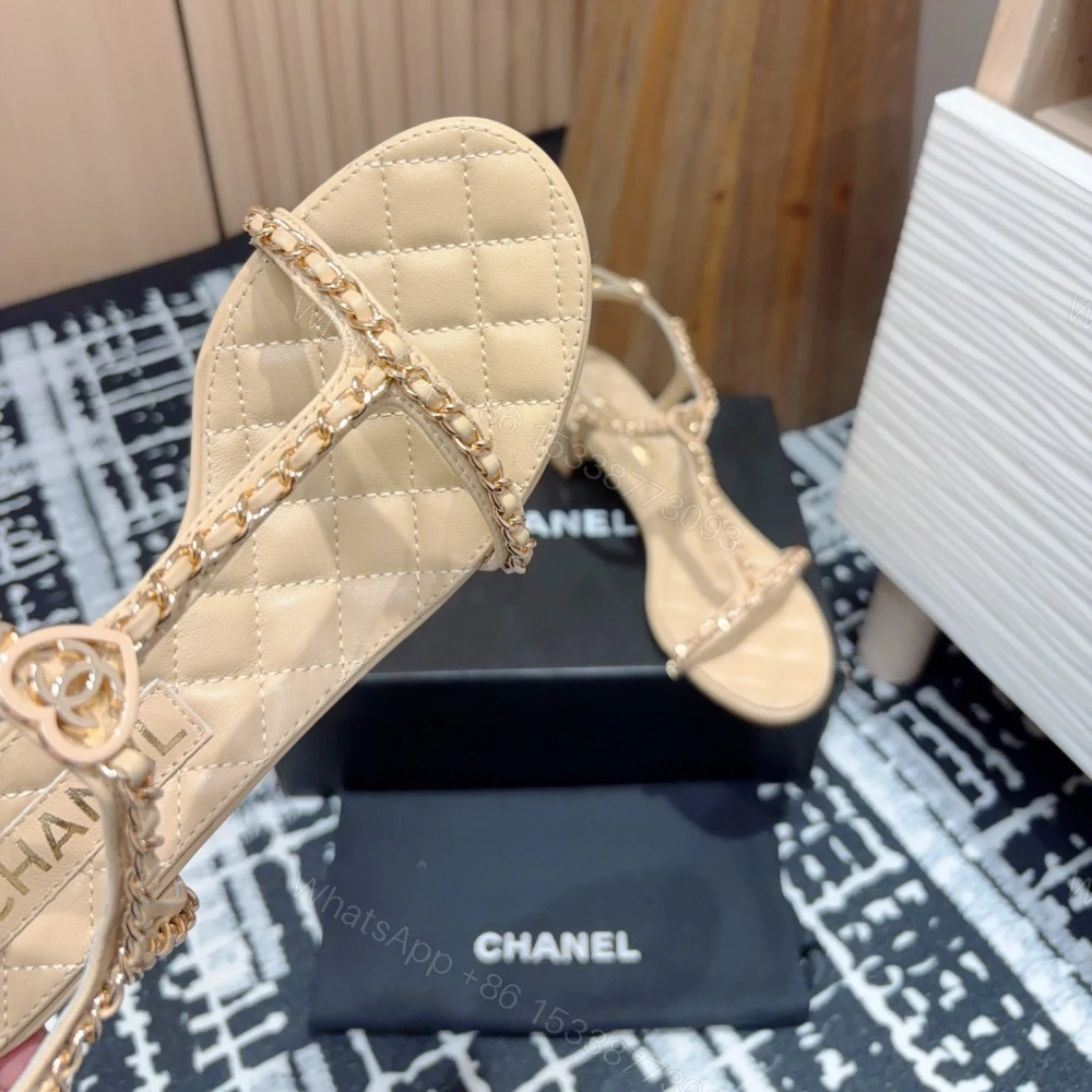 View 6 of 高仿Chanel*25C系列G36122B小羊皮中踭涼鞋米黃5CM免檢版