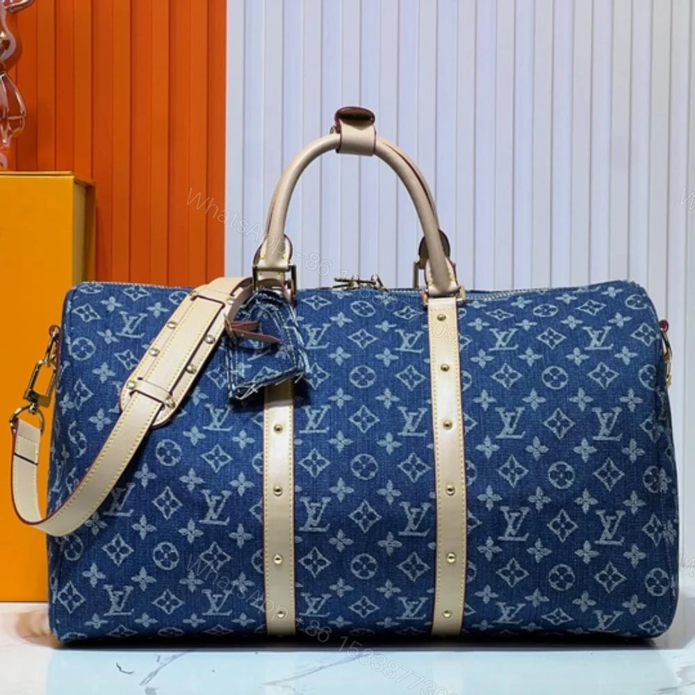 View 2 of Louis Vuitton Keepall Bandouliere 45 Denim Blue 45Cm
