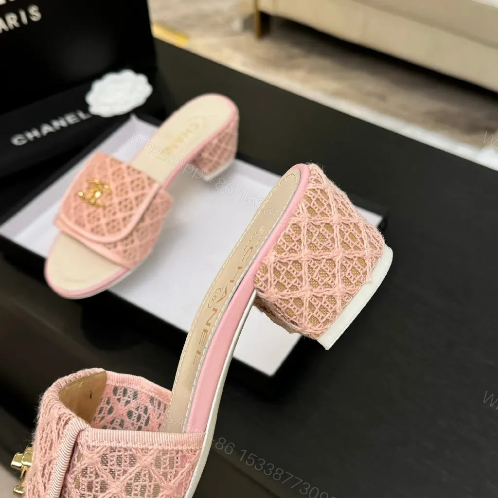 View 6 of Pink Embellished Slide + Jacquard Upper + Luxury Casual + All-Day Comfort + Slide