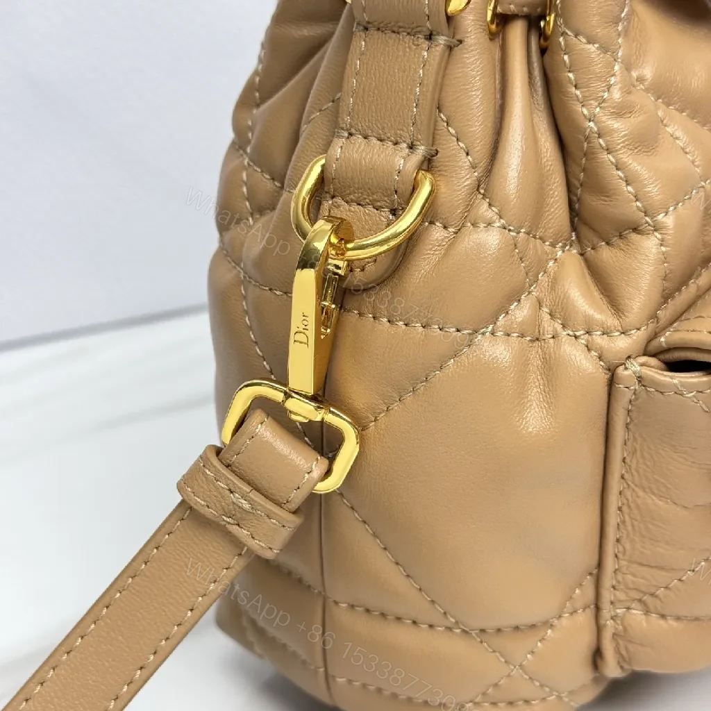 View 3 of Warm Quilted Bucket Bag - Gold Hardware Everyday Luxury