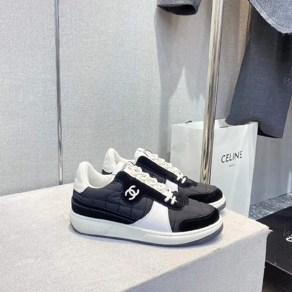 View 5 of Black & White Quilted Low-Top Sneaker with Luxe Comfort