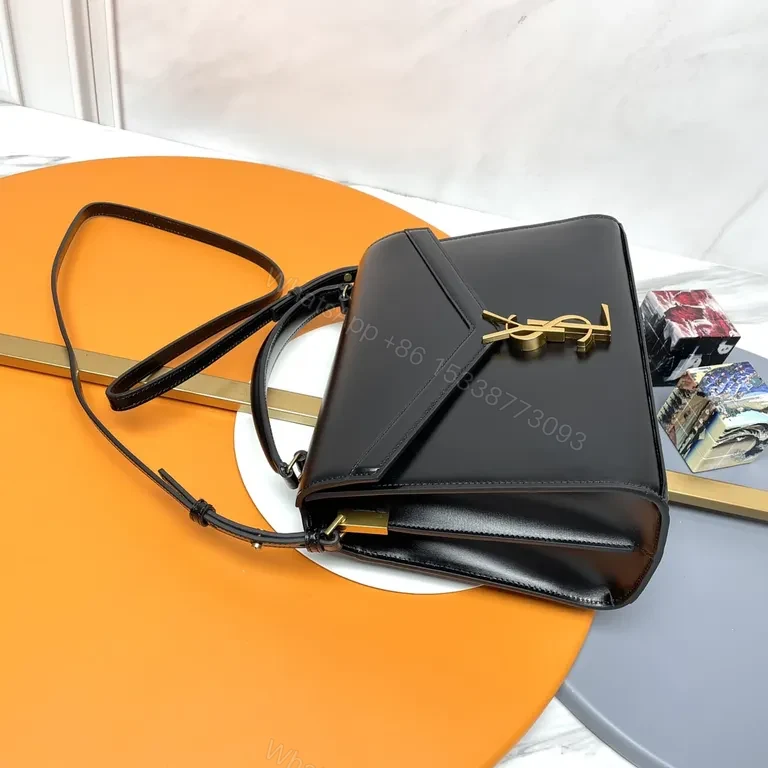 View 2 of Chic Geometry Crossbody Bag: Calfskin, YSL-Inspired Luxury