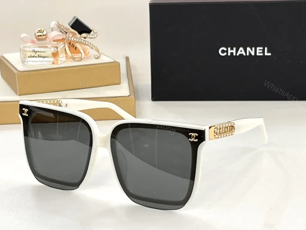 View 3 of Soft Rose Tones Rose-Gold Chanel Sunglasses, Oversized Square