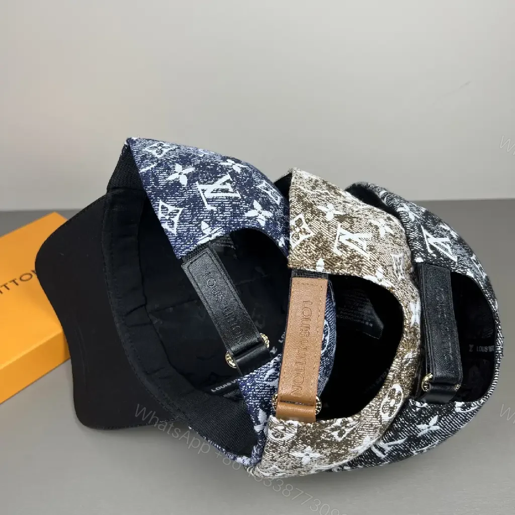 View 8 of Denim Monogram Cap with Leather Visor – Luxe Everyday Style