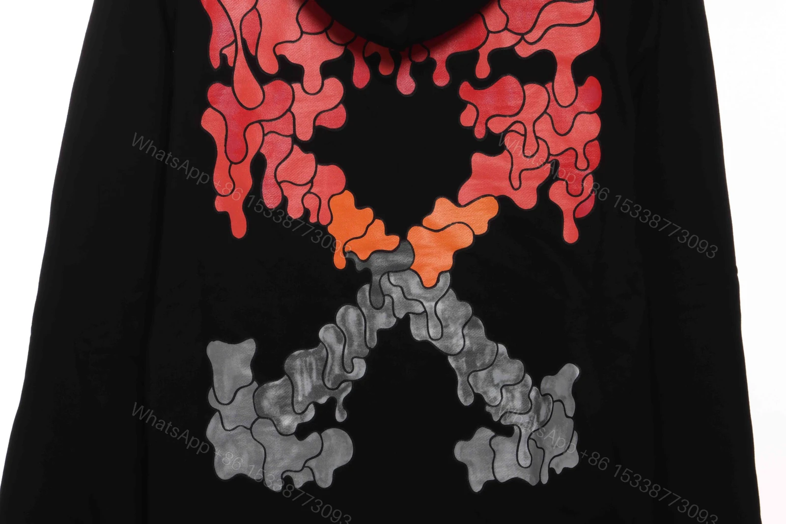View 3 of Off-White Red Gray Melted Arrow Hoodie