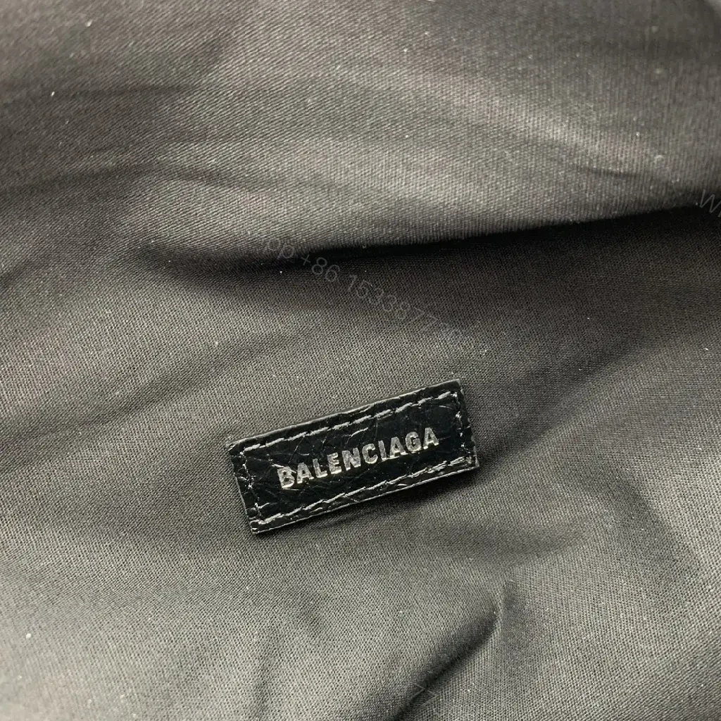 View 3 of Black Textured Leather Belt Bag — Minimalist, Multi-Pocket Utility